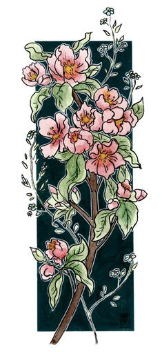 Commissioned wedding invitation - gouache, watercolour, ink