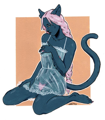 Cult Cat BentArt youth award winner 2023, gouache, pencil