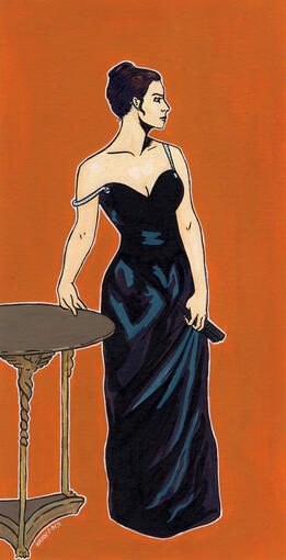 Interpretation of Madame X (John William Waterhouse) - Gouache, pencil