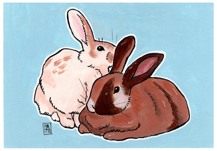 Adora and Ro, Gouache, pencil